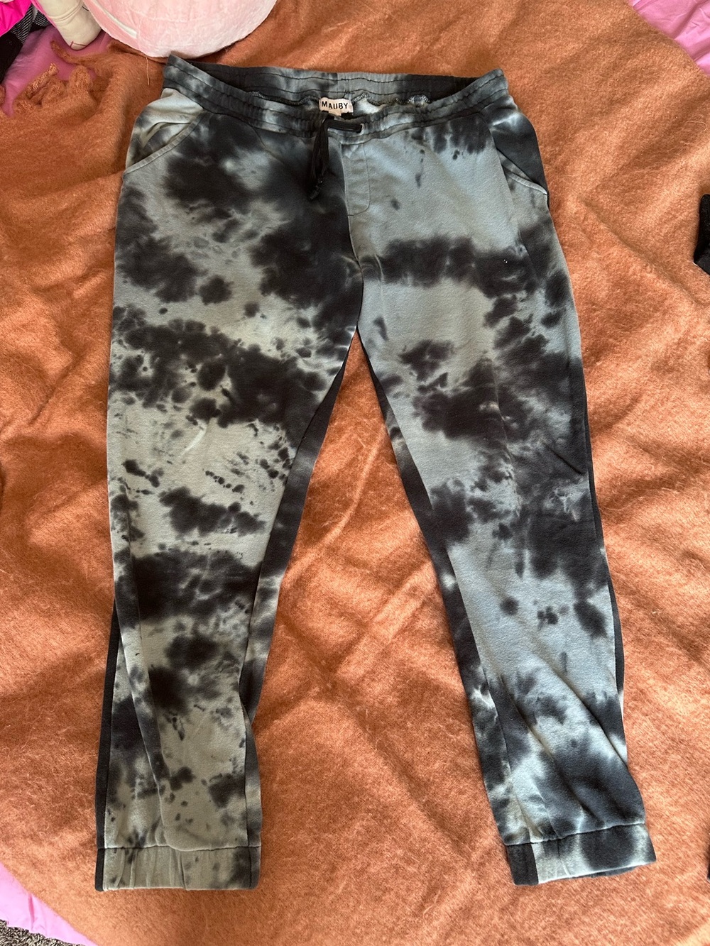 Mauby Grey Tie-Dye Drawstring Sweatpants